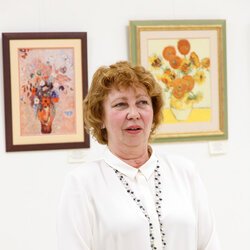 Лідія Гончарук на відкритті виставки « Вишитий живопис Лідії Гончарук », 7 лютого 2018 р.
