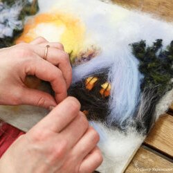 Фото з майстер-класу зі створення зимової картини в техніці вовняної акварелі, Світлана Клименко