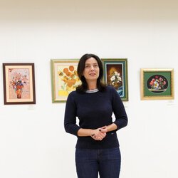 Світлана Долеско на відкритті виставки «Вишитий живопис Лідії Гончарук», 7 лютого 2018 р.