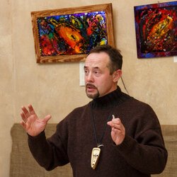 Сергій Коваленко на відкритті виставки «Всесвіт за моїм вікном», 11 січня 2018 р.