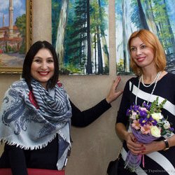 Інна Селантьєва та Ірина Бендеровська на відкритті виставки «Ukrainian art is the Best», 1.11.2016 р.