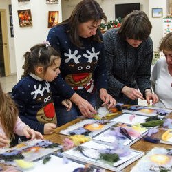 Фото з майстер-класу зі створення зимової картини в техніці вовняної акварелі, Світлана Клименко