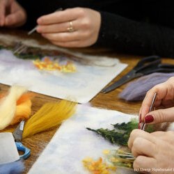 Фото з майстер-класу зі створення осінньої картини в техніці вовняної акварелі, Світлана Клименко