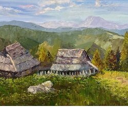 "На карпатській полонині", 2021, полотно, олія, 40х70, Художник: Вікторія Соколик