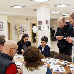 Фото з майстер-класу зі створення колажу, Іван та Василь Костенки