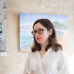 Ольга Музиченко на відкритті виставки «Мрії та спогади», 31 липня 2018 р.