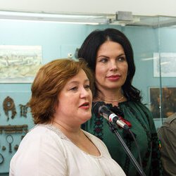 Тетяна Сосновська на відкритті виставки «Князі та гончарі: нові дослідження посаду давньоруського Вишгорода», 14 червня 2017 р.