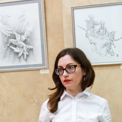 Ольга Музиченко на відкритті виставки Михайла Заворотнього «Чорно-білі сни», 3 листопада 2017 р.