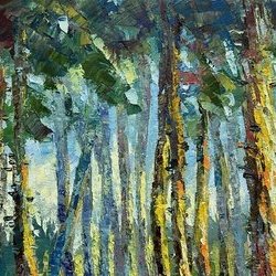 "Вечірній ліс", 2021, полотно, олія, 30х30, Художник: Світлана Грамм