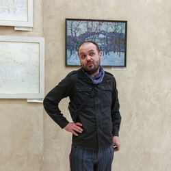 Михайло Федорін на відкритті виставки живопису «Зима у вікні»