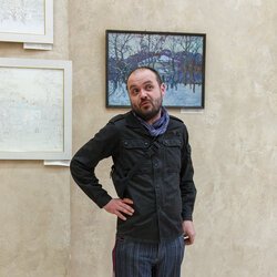 Михайло Федорін на відкритті виставки живопису « Зима у вікні »