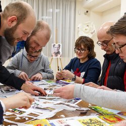 Фото з майстер-класу зі створення колажу, Іван та Василь Костенки
