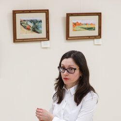 Ольга Музиченко на відкритті виставки «Вишитий живопис Гончарук Лідії. Нова сторінка»