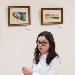 Ольга Музиченко на відкритті виставки « Вишитий живопис Гончарук Лідії. Нова сторінка »