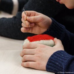 Фото з майстер-класу із валяння з вовни брошки «Зимова пташка», Світлана Клименко