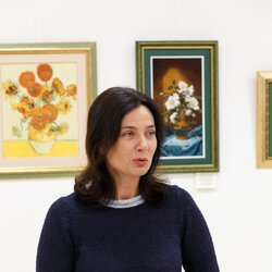 Світлана Долеско на відкритті виставки «Вишитий живопис Лідії Гончарук», 7 лютого 2018 р.