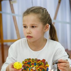 Фото з майстер-класу із писанкарства за зразком писанок Київщини «Мальва», Тетяна Коновал