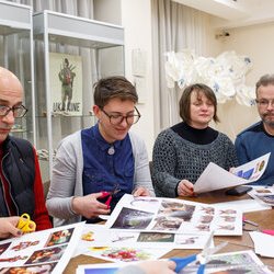Фото з майстер-класу зі створення колажу, Іван та Василь Костенки